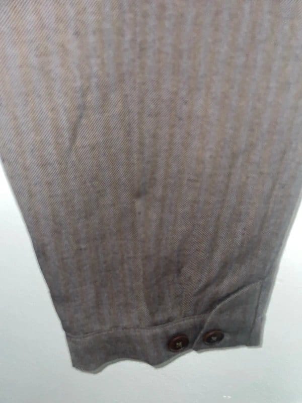 Purdey Brown & Blue Striped Linen Wool Cropped Pants