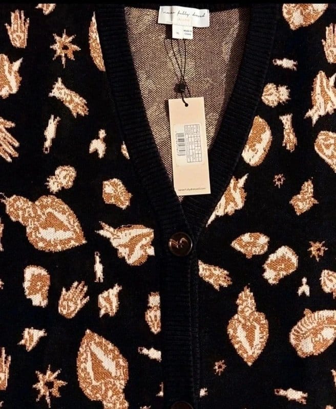 Never Fully Dressed Black/Gold Knitted Cardigan - Size XL/18