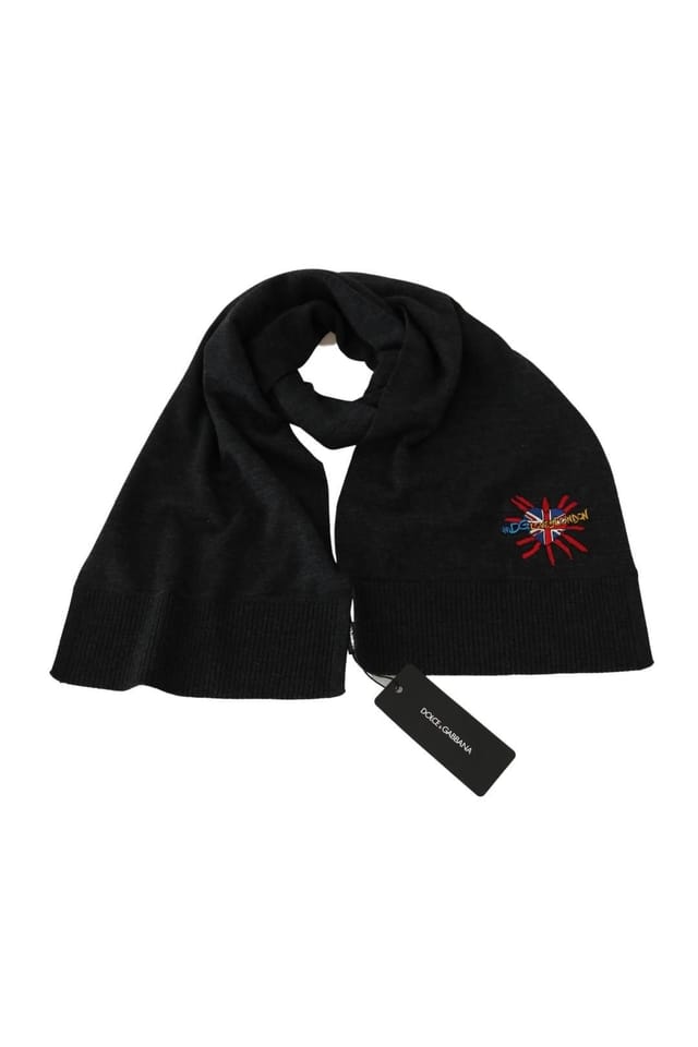 Dolce & Gabbana Dolce & Gabbana Men's Gray #DGLovesLondon Wrap Shawl Wool Scarf in Grey - 3