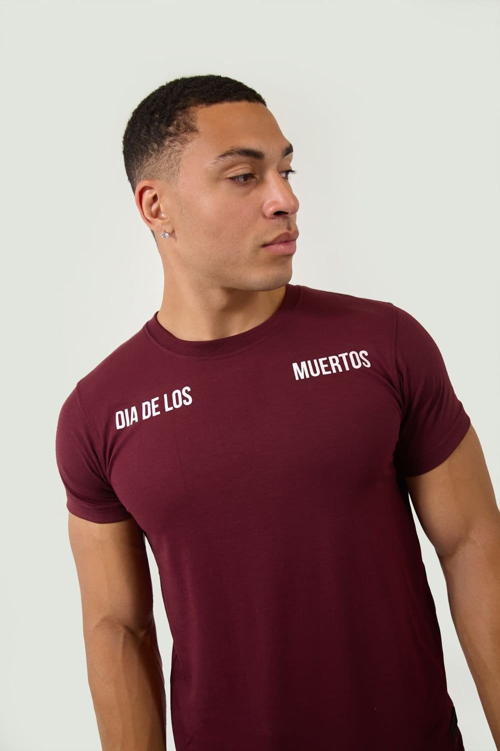 LONDON ATTITUDE LONDON ATTITUDE Men's Burgundy Mexico City Dia De Los Muertos Skull Graphic T-Shirt - 4