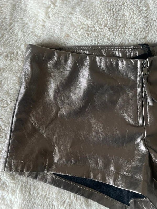 Bershka bershka faux leather metallic mini shorts