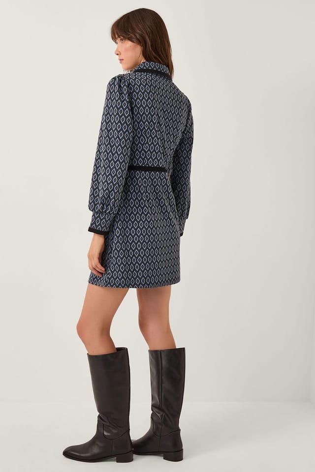 Monsoon Monsoon Women's Jen Jacquard Jersey Mini Shirt Dress Grey - 2