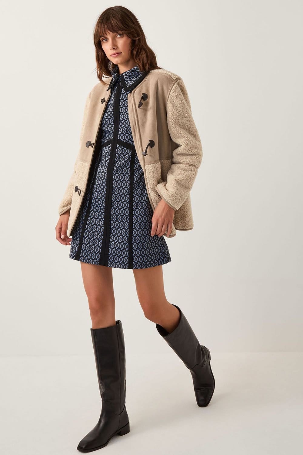 Monsoon Monsoon Women's Jen Jacquard Jersey Mini Shirt Dress Grey - 4