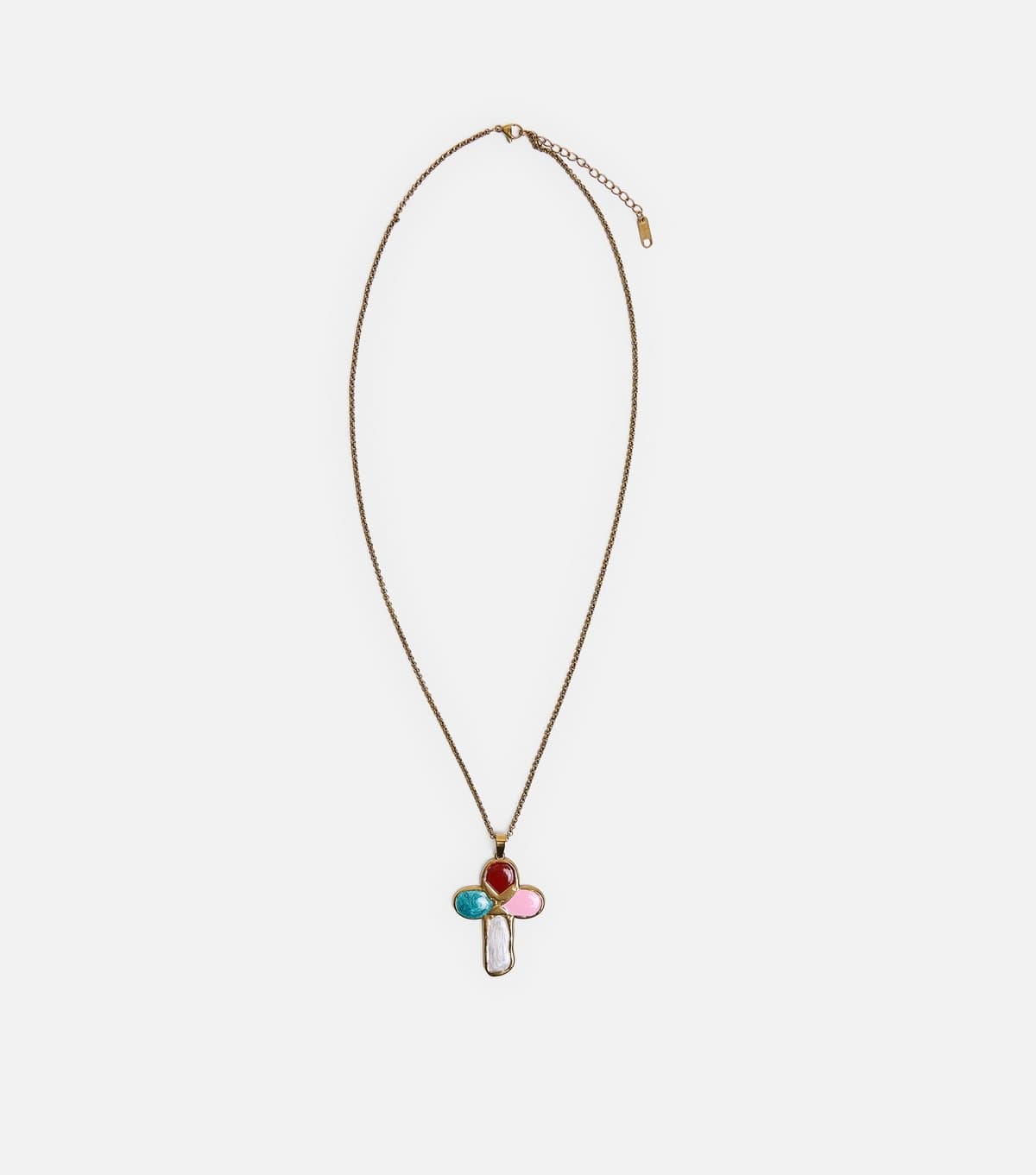 Public Desire Gold Tone Multicoloured Cross Necklace Public Desire New Look