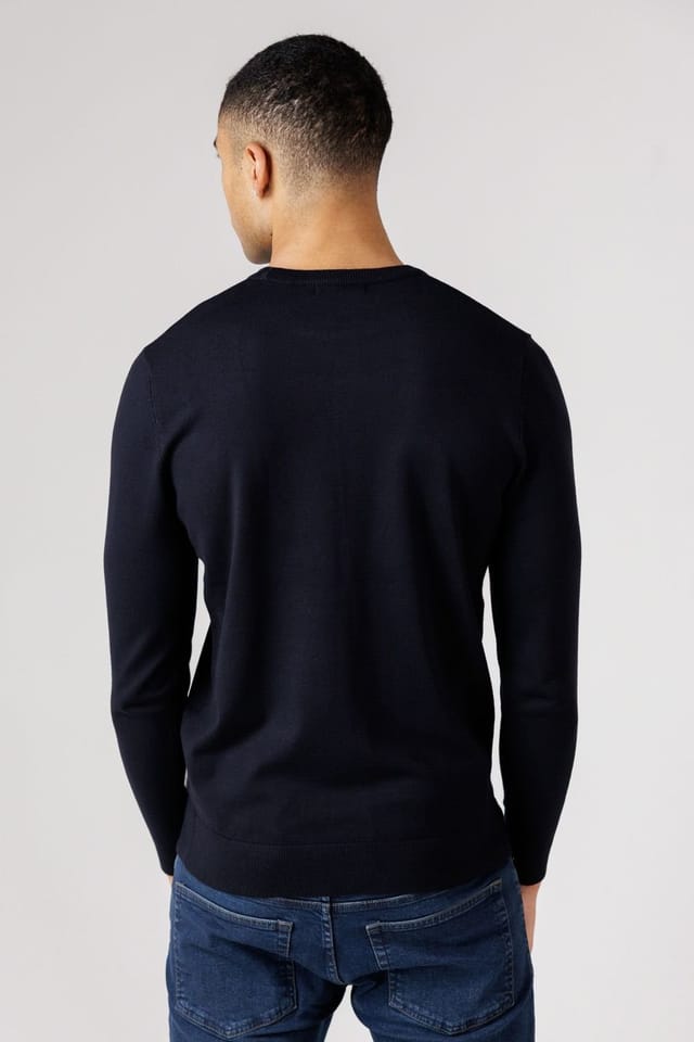 French Connection French Connection Men's Crew Neck Long Sleeve Knitted Jumper in Navy - 2