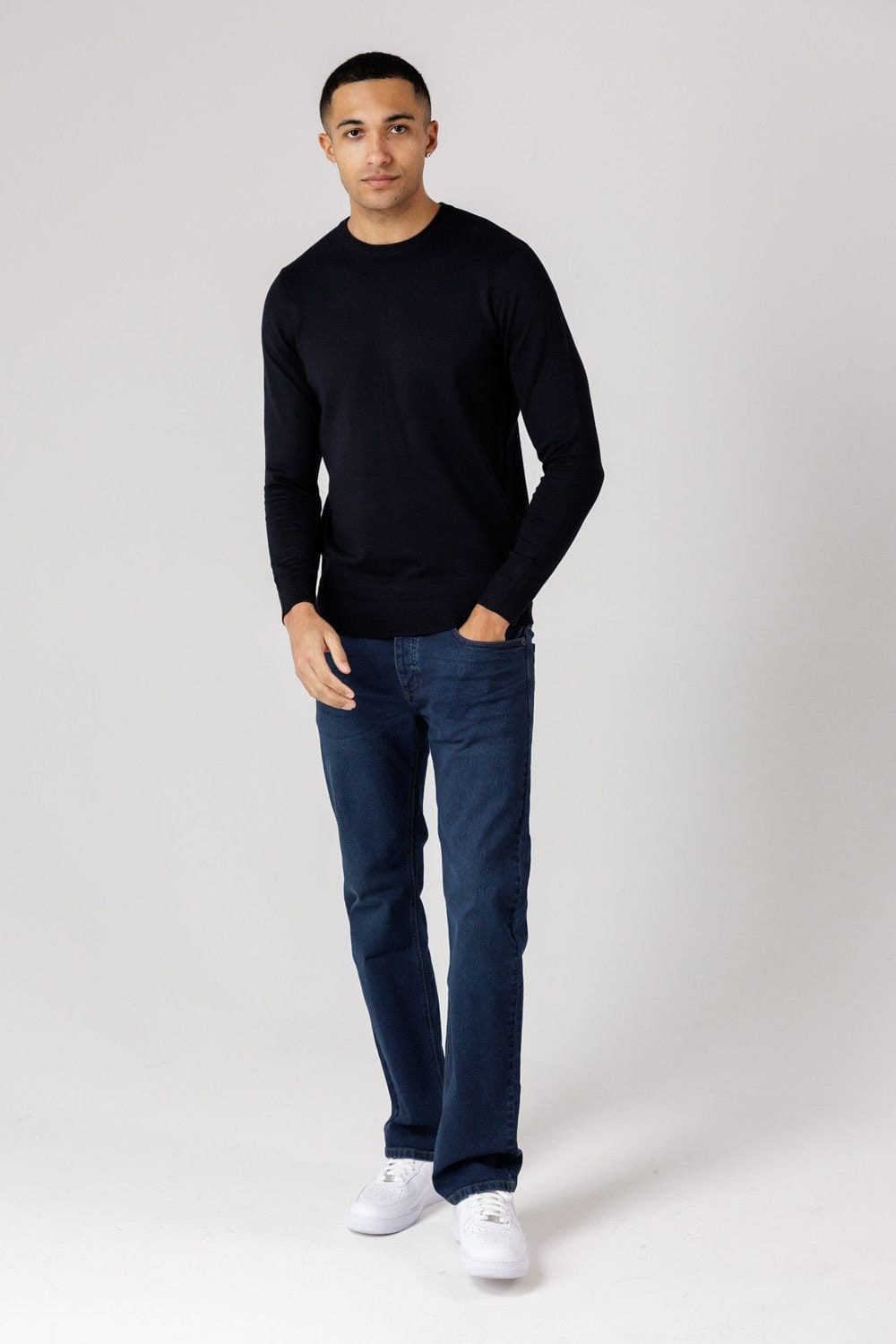 French Connection French Connection Men's Crew Neck Long Sleeve Knitted Jumper in Navy - 4