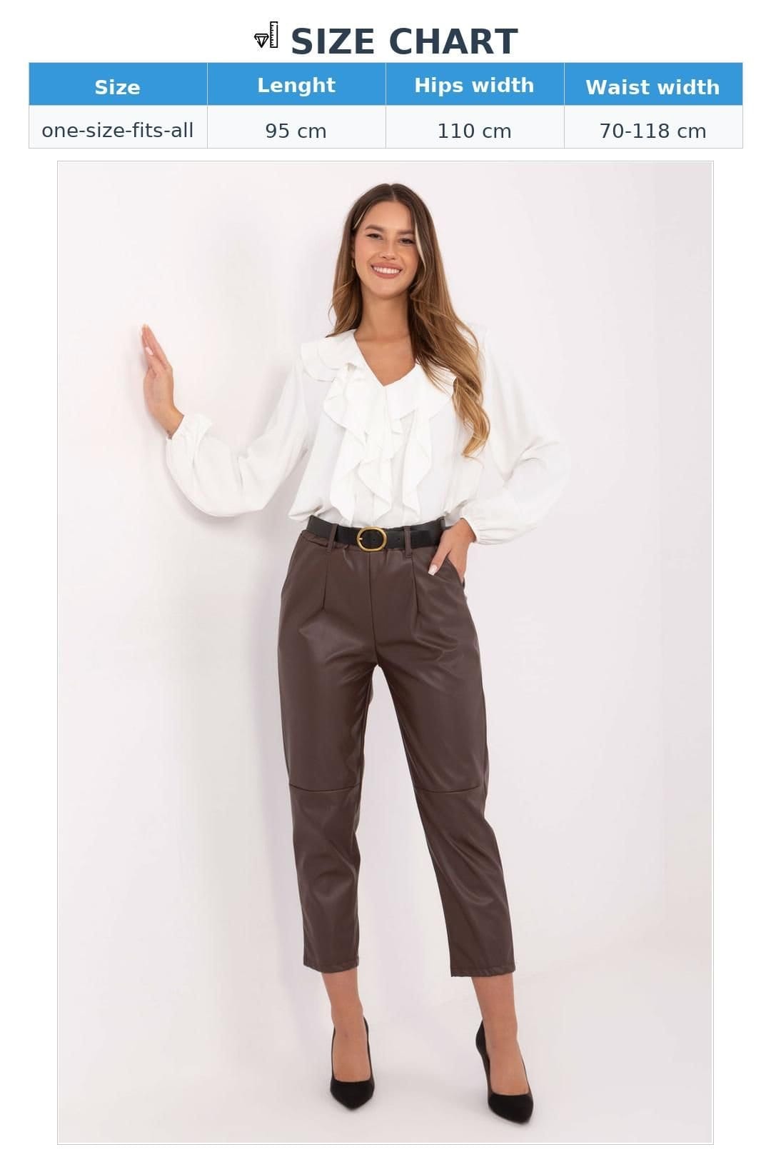 Love Lace Love Lace Women's Insulated Faux Leather Tapered Pants in Brown - 4