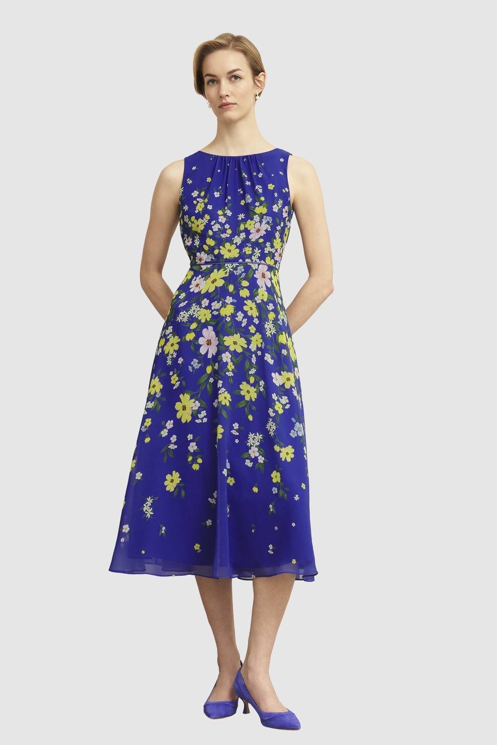 Hobbs London Hobbs London Women's Carly Floral Print Midi Dress in Royal - 1