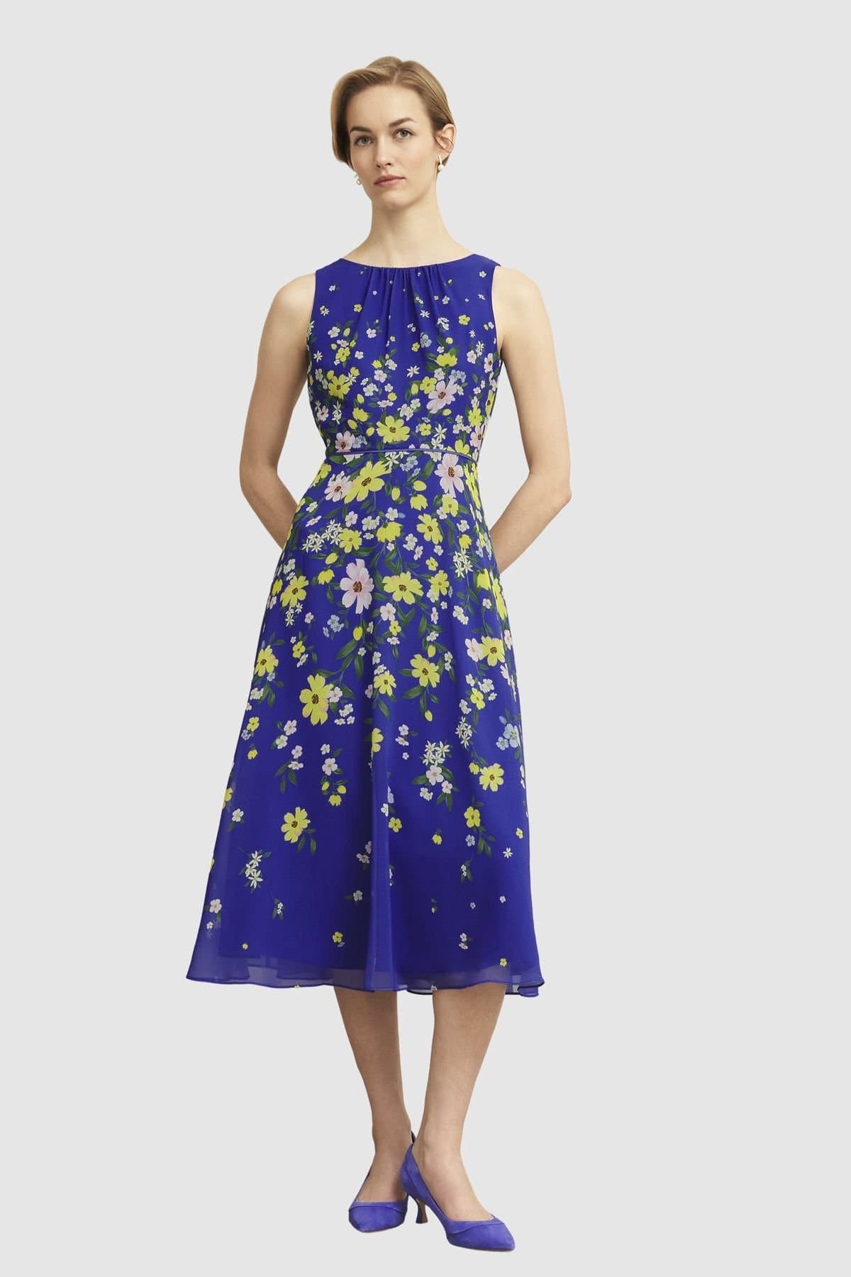 Hobbs London Hobbs London Women's Carly Floral Print Midi Dress in Royal