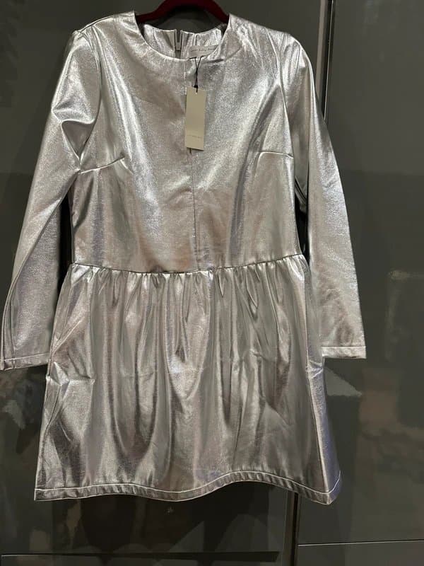 Never Fully Dressed Never Fully Dressed - Silver Faux Leather Mini Dress