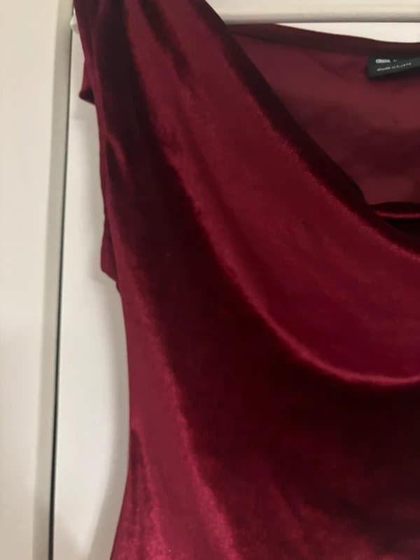 ASOS Design Burgundy Velvet Cowl Neck Evening top