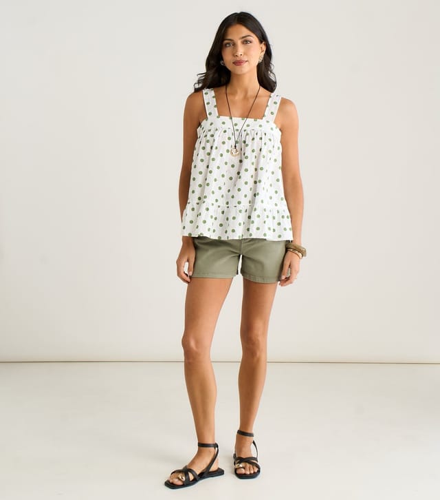 Gini London Women's Green Cotton Polka Dot Smock Cami Top Gini London New Look - 2