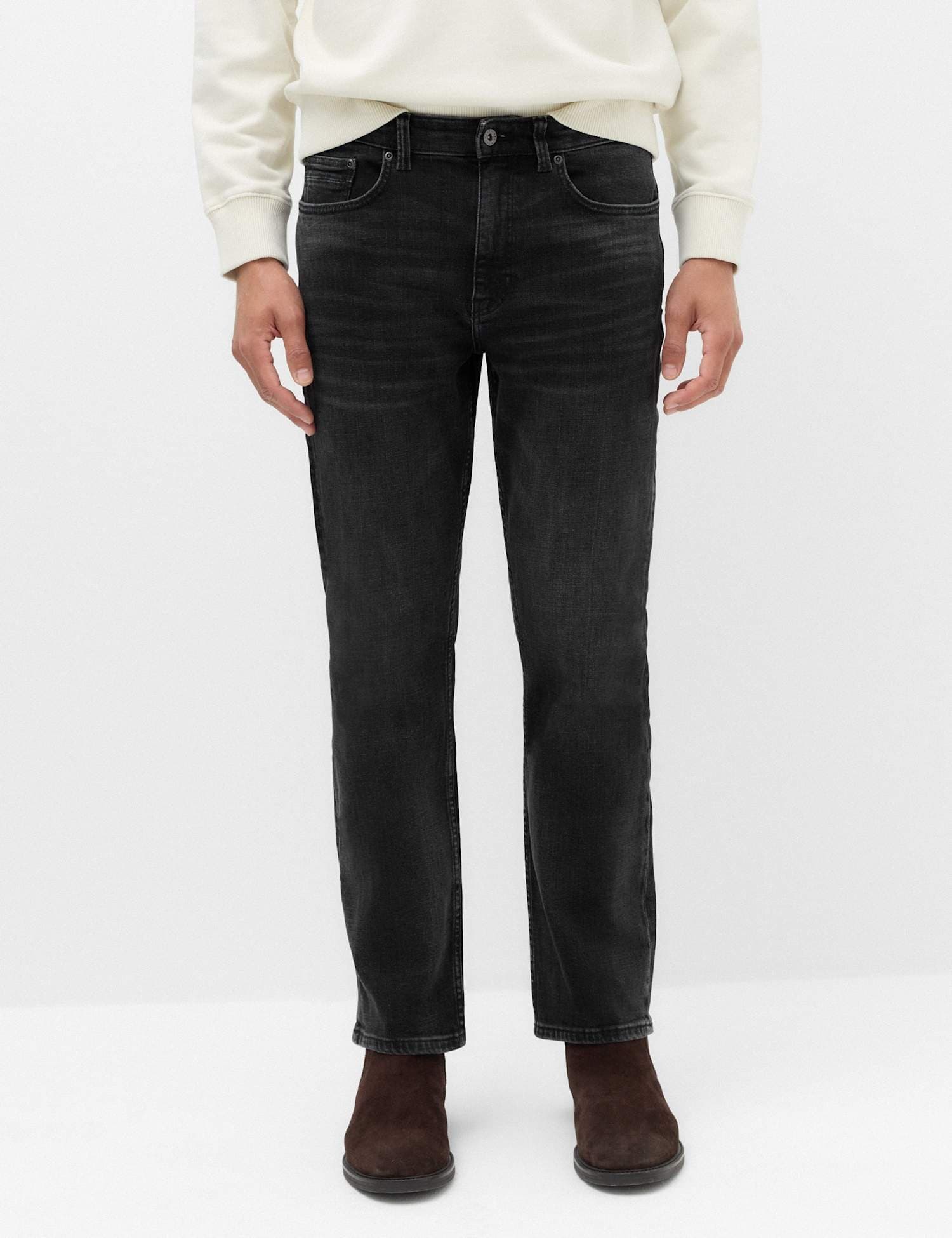 Marks & Spencer M&S Straight Fit Authentic Stretch Jeans Black Mix