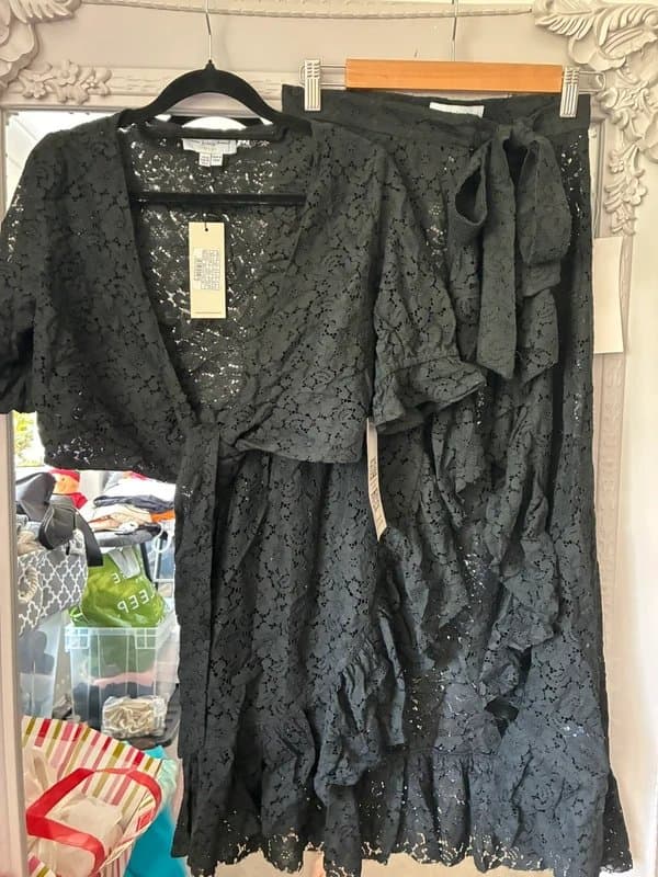 Never Fully Dressed Black lace top and skirt co-ord