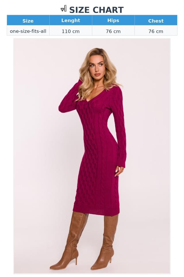 Love Lace Love Lace Women's Midi V Neck Fitted Variegated Sweater Dress in Pink - 3