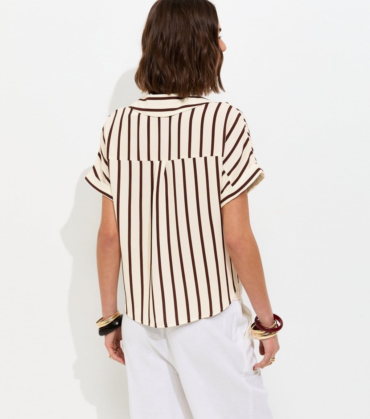 New Look Women's Brown Striped Short Sleeve Shirt New Look - 4