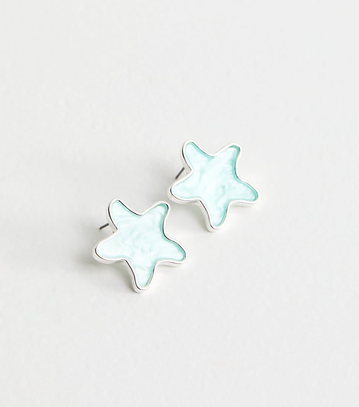New Look Silver Tone Contrast Centre Star Shaped Stud Earrings New Look