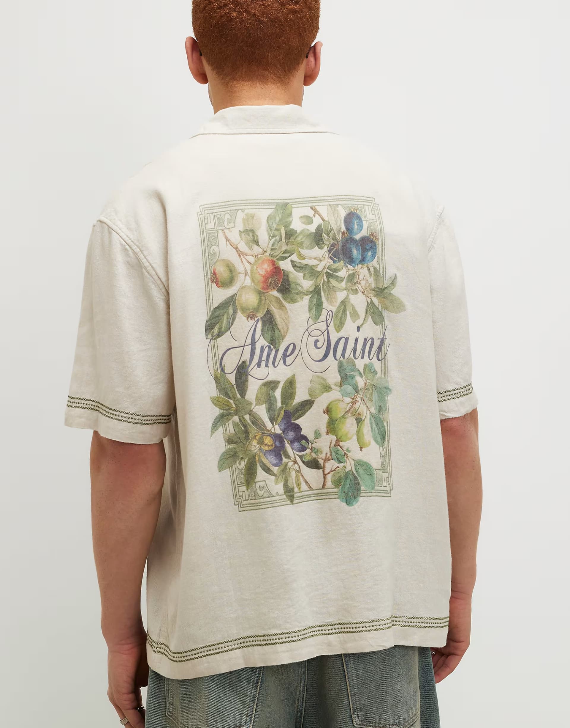 ASOS River Island Regular fit linen blend floral shirt in ecru