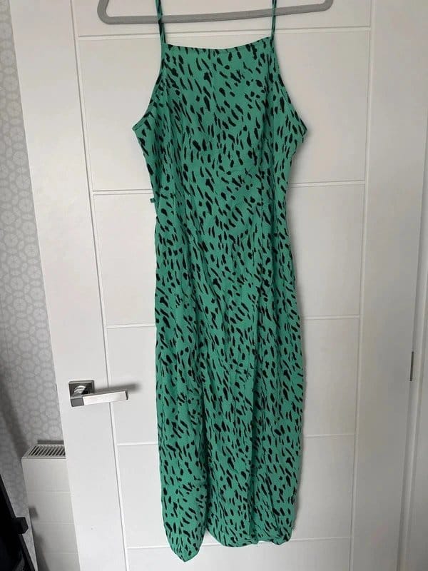 Primark Green Animal-Print Halter Midi Dress