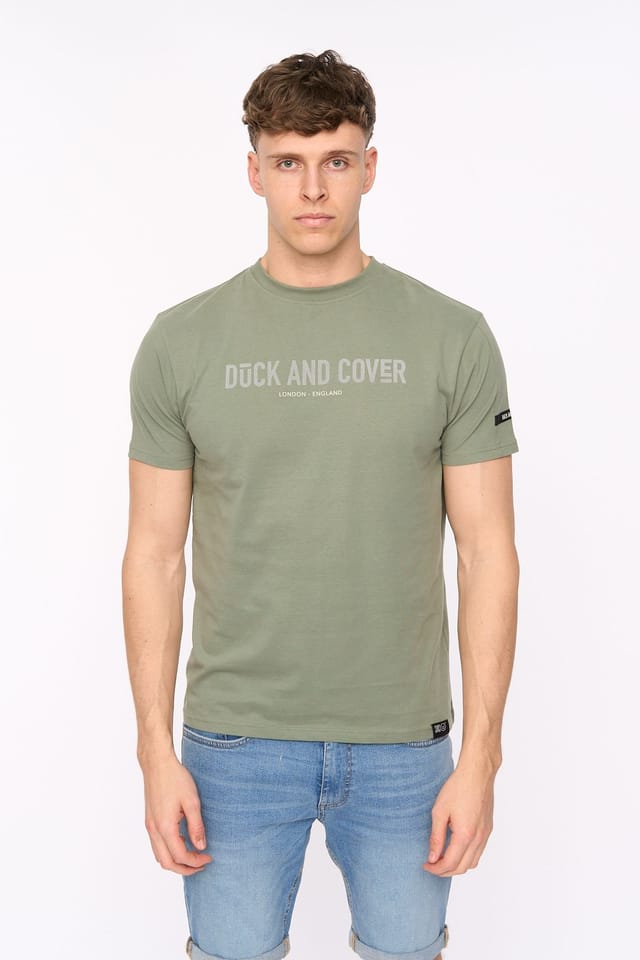 Duck&Cover Duck&Cover Men's Walpole Premium T-Shirt with Flocked Chest Print in Olive - 2