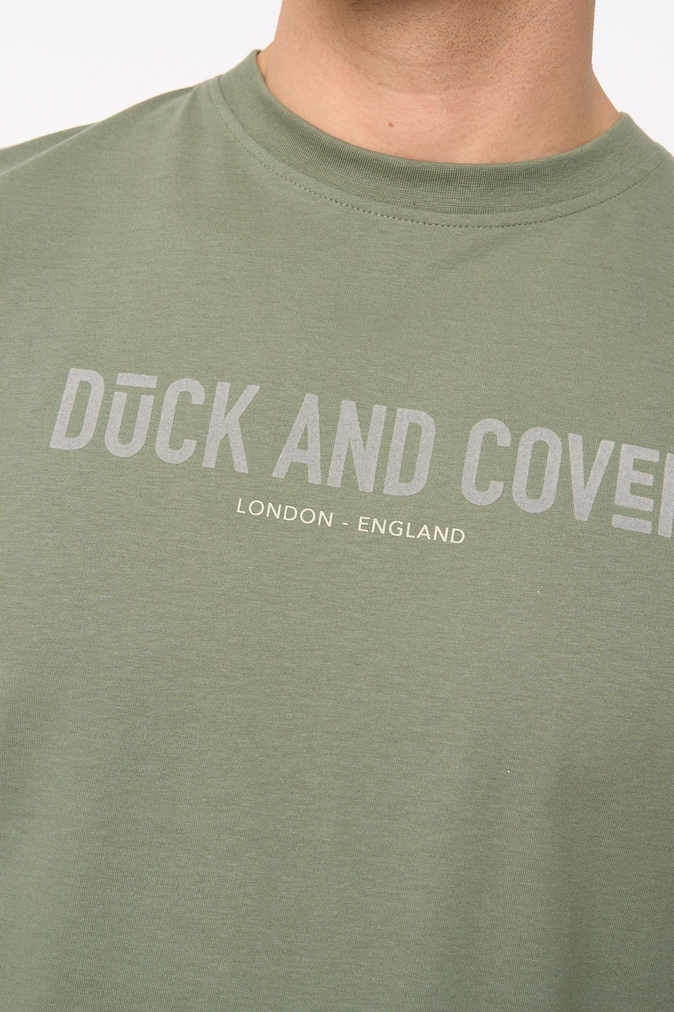 Duck&Cover Duck&Cover Men's Walpole Premium T-Shirt with Flocked Chest Print in Olive - 4