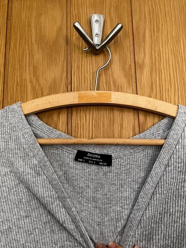 Bershka Grey Crop Top Long Sleeve