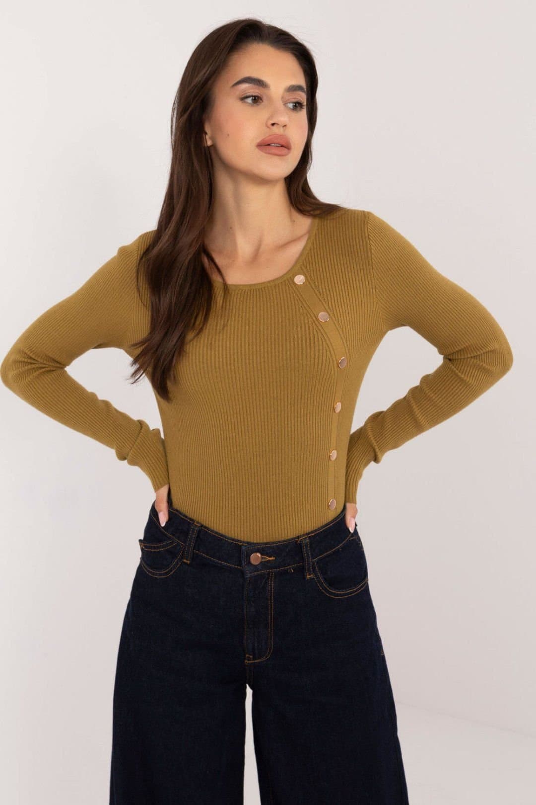 Love Lace Love Lace Green Ribbed Viscose Sweater