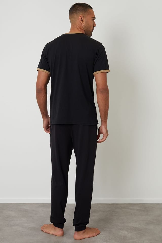 Threadbare Threadbare Men's Contrast Binding Lounge Set in Black - 2