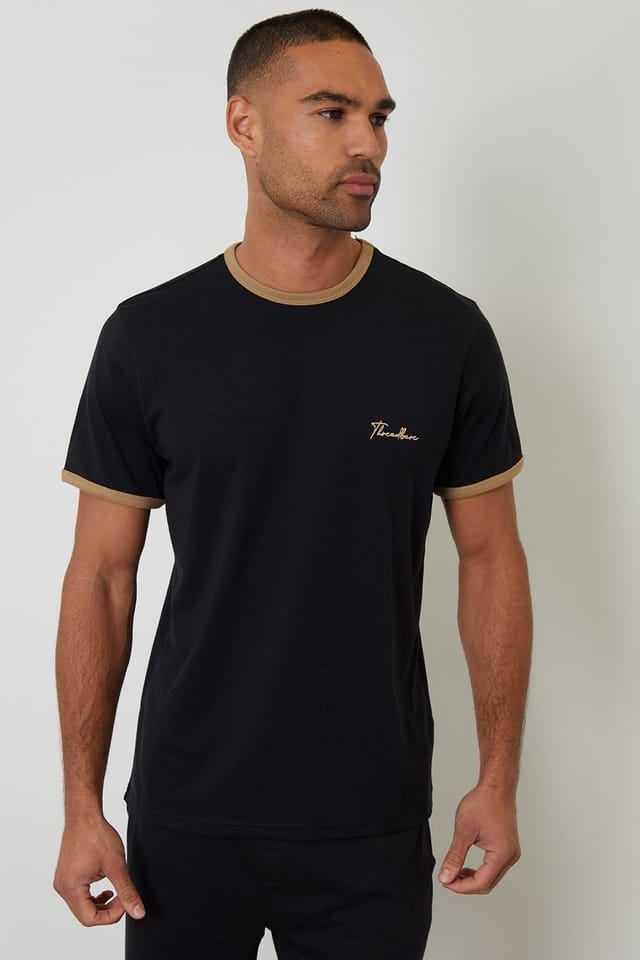 Threadbare Threadbare Men's Contrast Binding Lounge Set in Black - 3