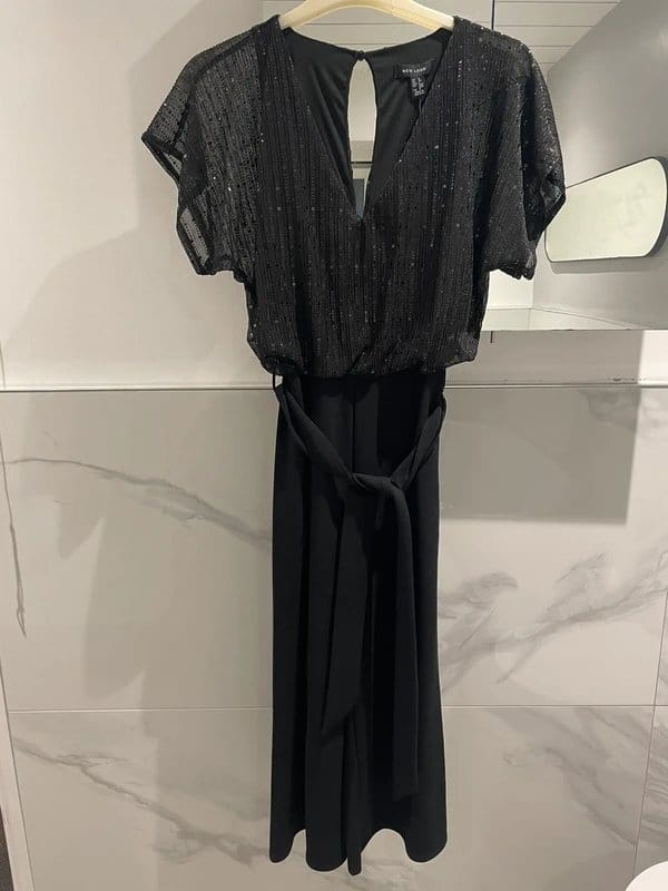 New Look Black Sequin Jumpsuit - Size 6 Fits 10-12