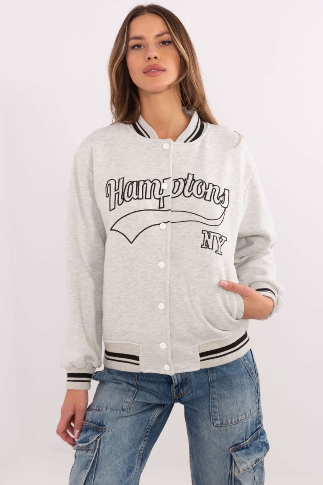 Love Lace Love Lace Grey Cotton/Polyester Bomber Jacket