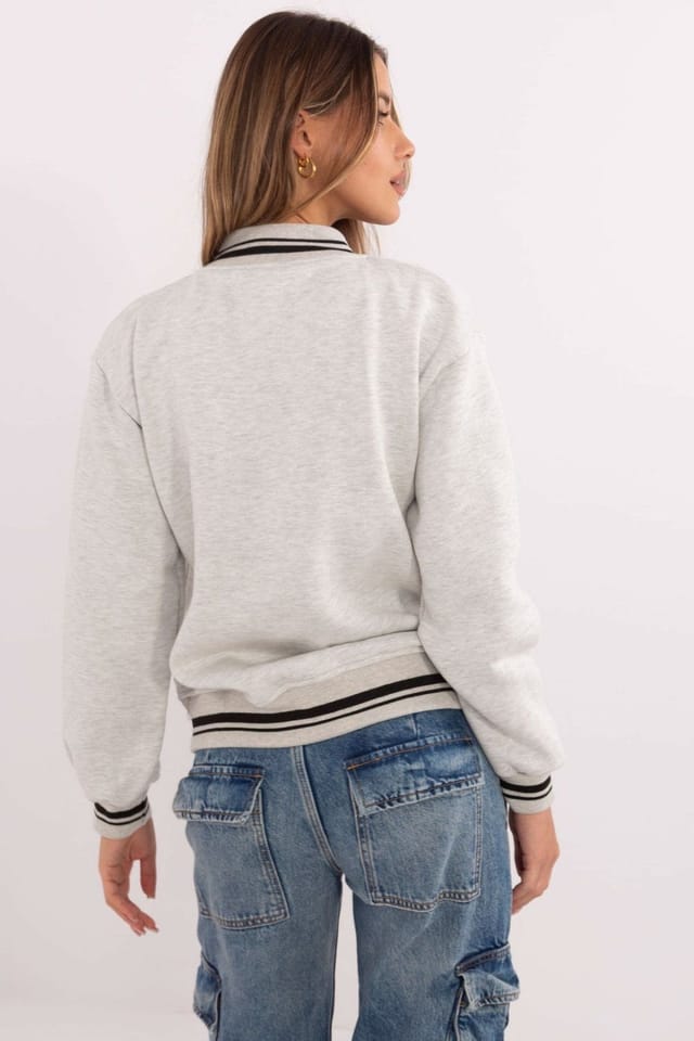 Love Lace Love Lace Women's Cotton Polyester Embroidered Bomber Jacket in Grey - 3