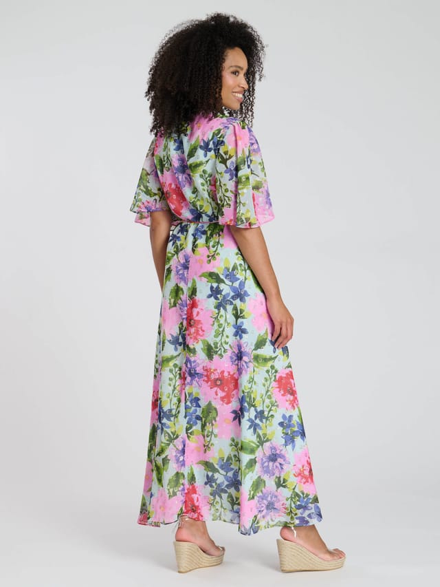 South Beach South Beach Women's Printed Short Sleeve Wrap Midi Dress - 3