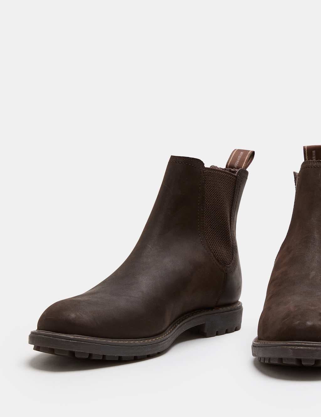 Marks & Spencer M&S Wide Fit Waterproof Nubuck Chelsea Boots Dark Brown