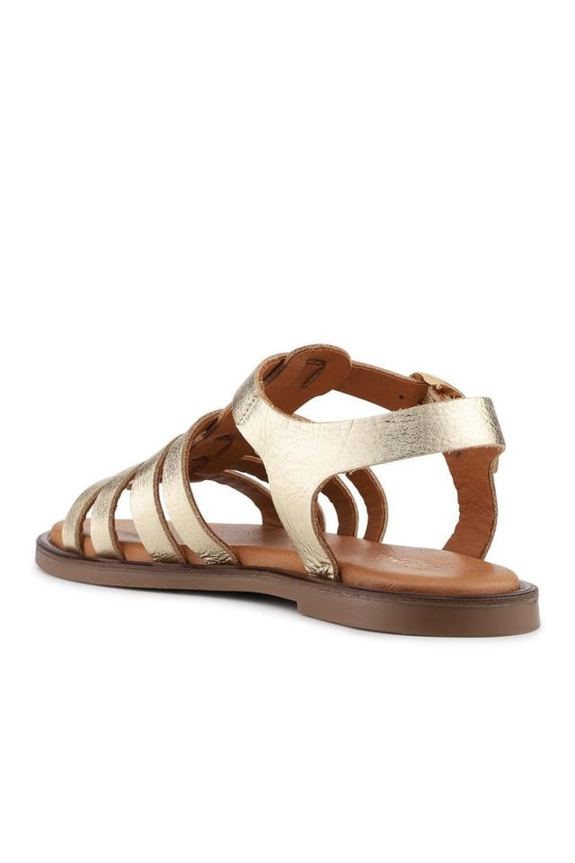 Jones Bootmaker Jones Bootmaker Women's Hera Leather Strappy Buckled Sandals in Gold - 3
