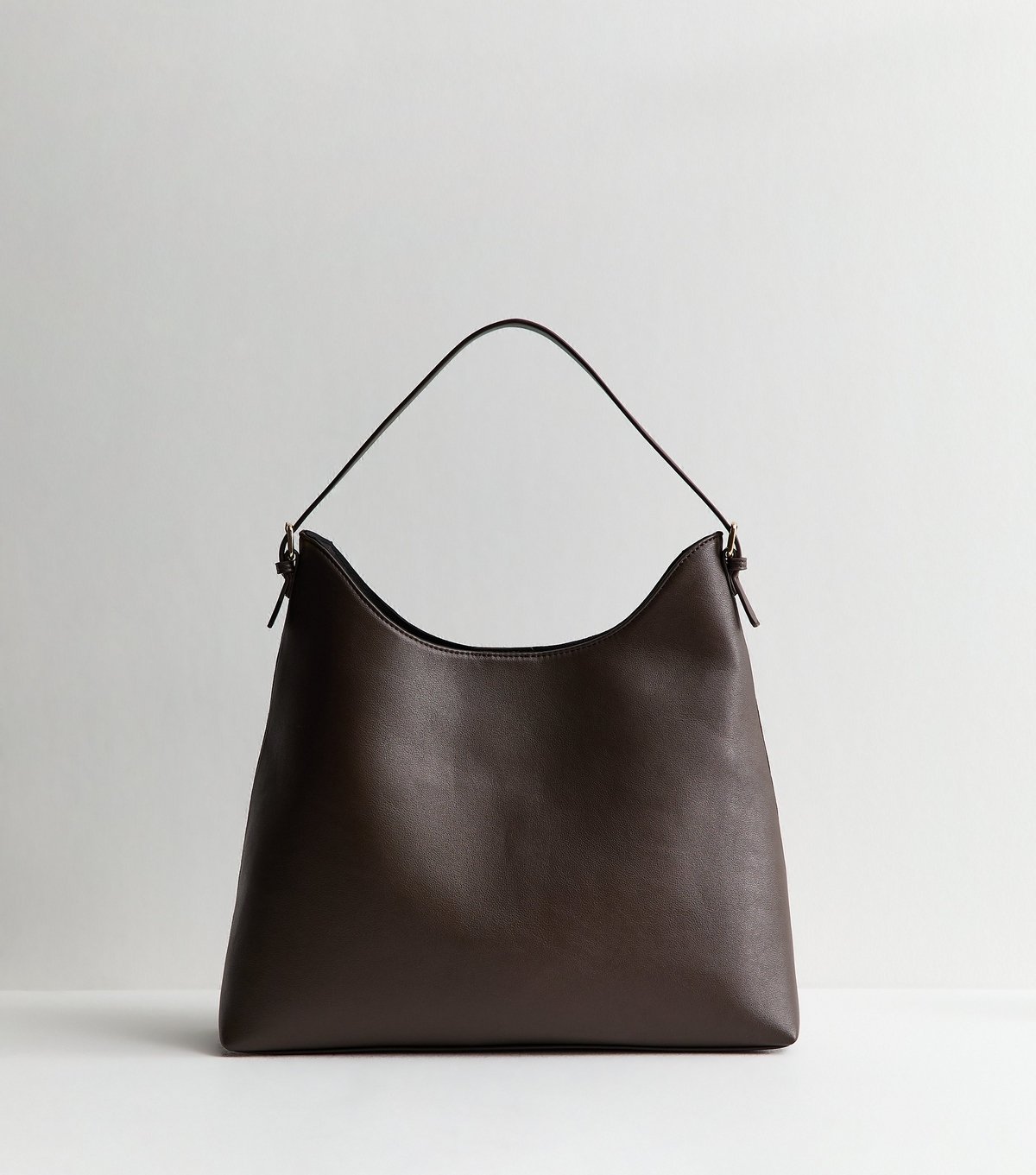 New Look Dark Brown Faux Suede Scoop Top Tote Bag Vegan New Look - 4