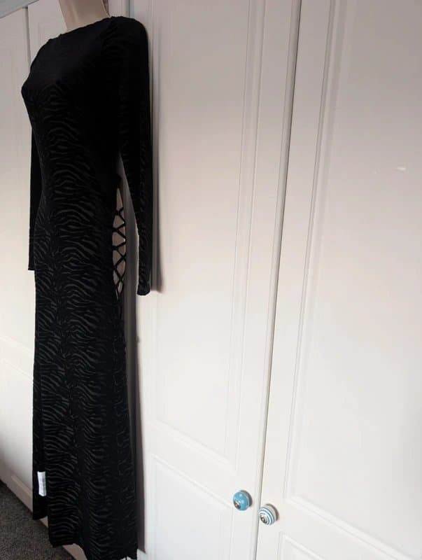 ASOS ASOS Design long sleeve burnout maxi dress with extreme lace up side size 10