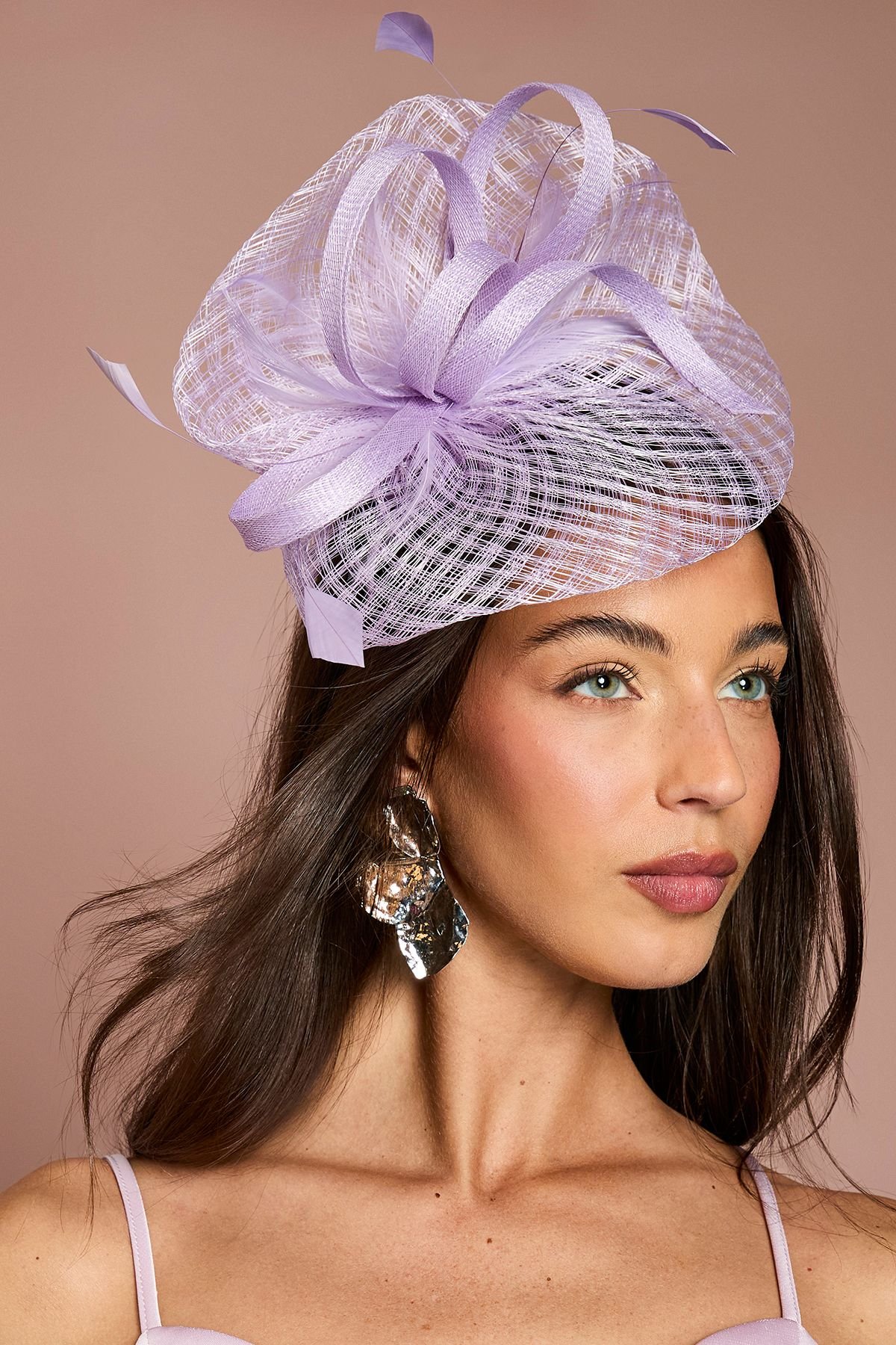 Coast Coast Women's Open Weave Bow & Feather Fascinator in Lilac - 3