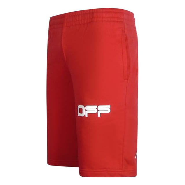 Off-White Off-White Men's Airport Tape Design Red Sweat Shorts in White - 3