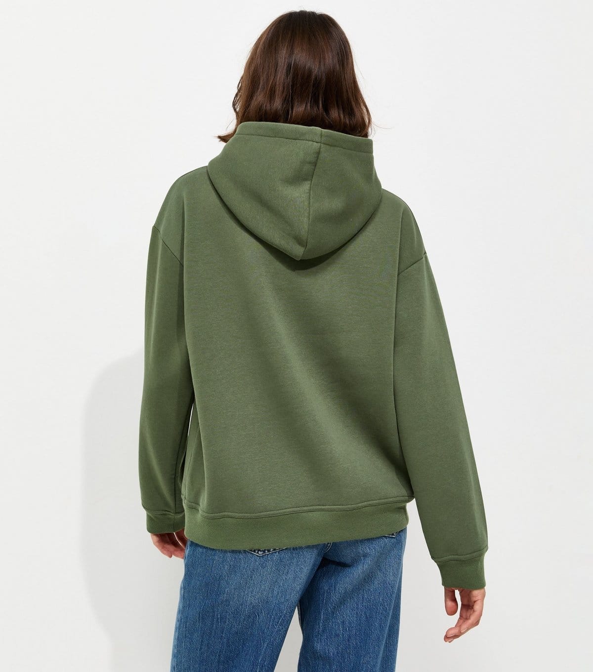 New Look Women's Dark Khaki Cotton Rich Long Sleeve Hoodie New Look - 4