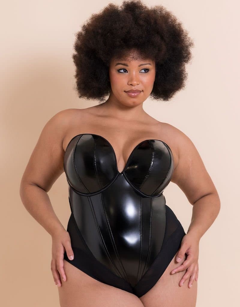 Scantilly Scantilly Black Vinyl PVC Bodysuit