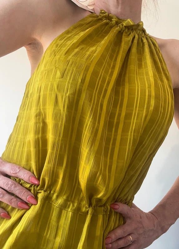 Ted Baker Ted baker ochre gold mustard chiffon blouse peplum halterneck new size 2 UK 10 £100