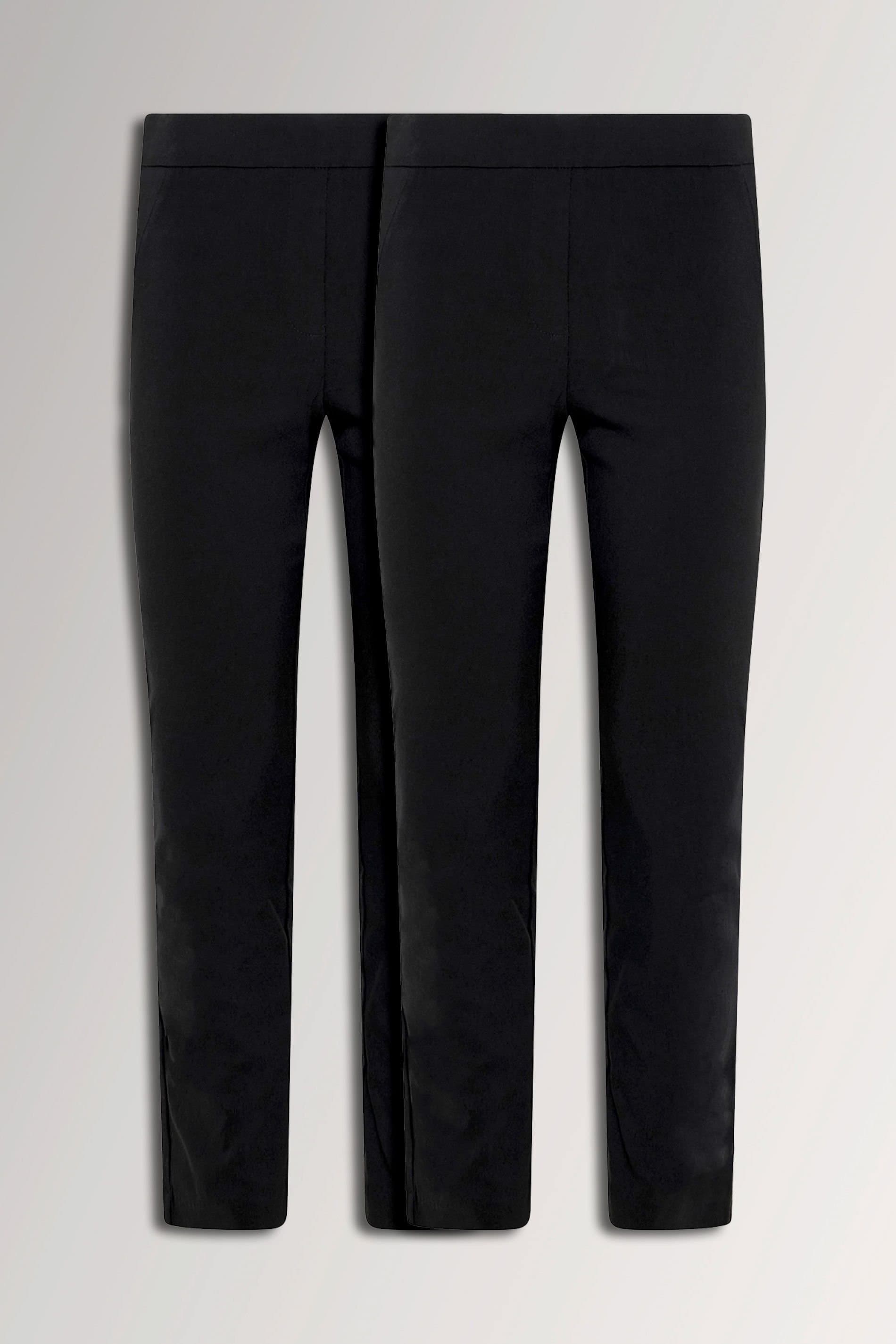 M&Co M&Co Women's Petite 2 Pack Straight Leg Bengaline Trousers in Black