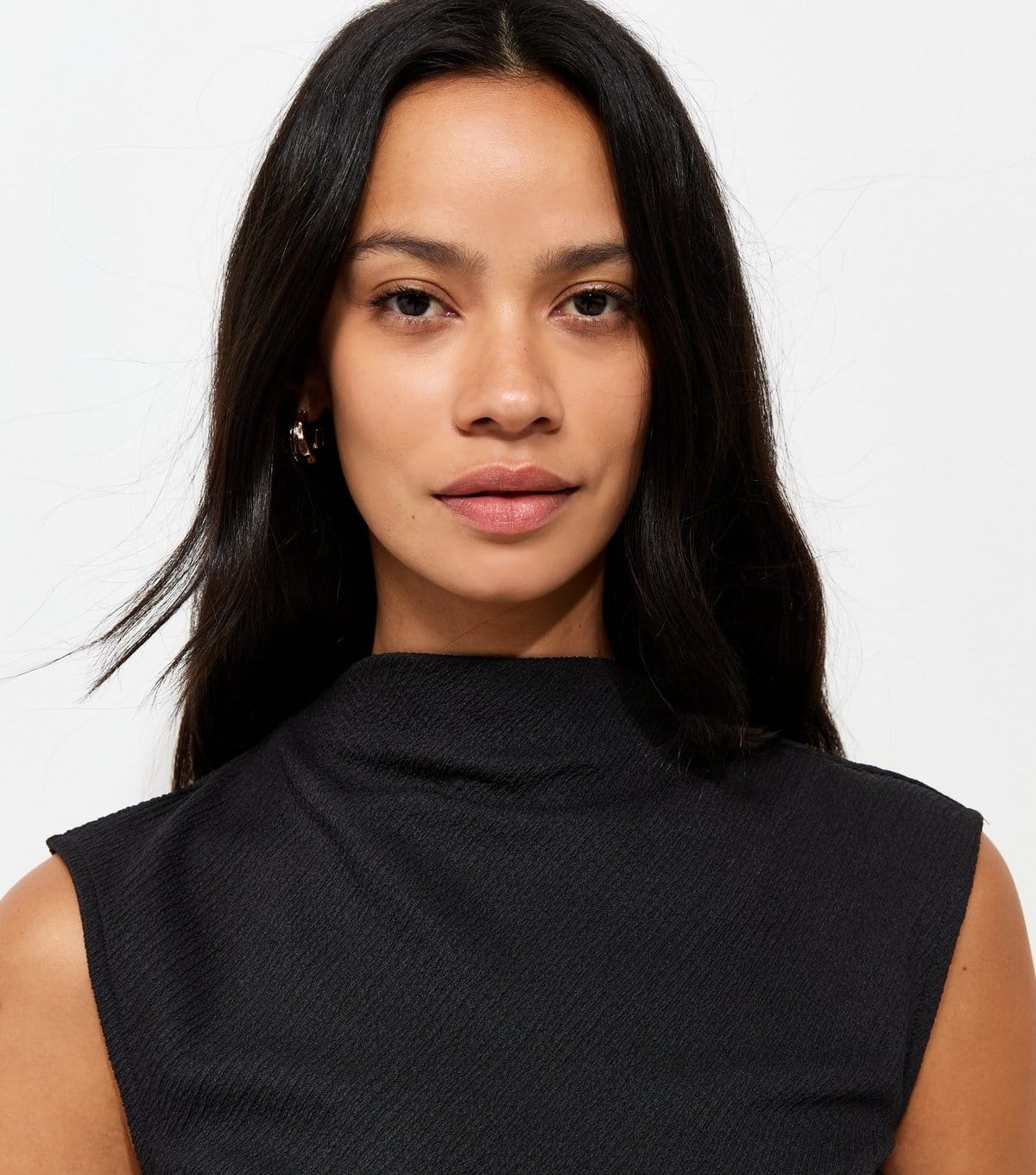 New Look Black Textured High Neck Tank Top