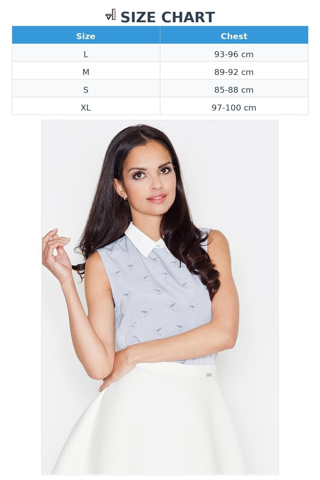 Love Lace Love Lace Women's Elegant Bird Print Sleeveless Blouse with Collar in Blue - 4