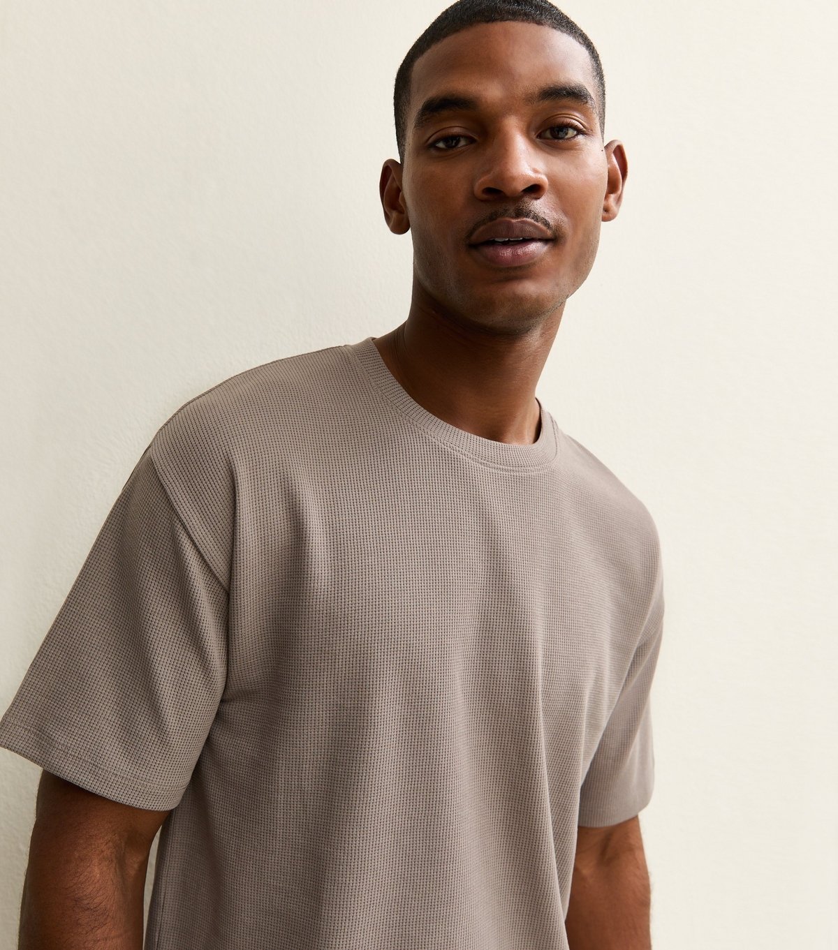 New Look Men's Mink Oversized Waffle Texture T-Shirt New Look - 2