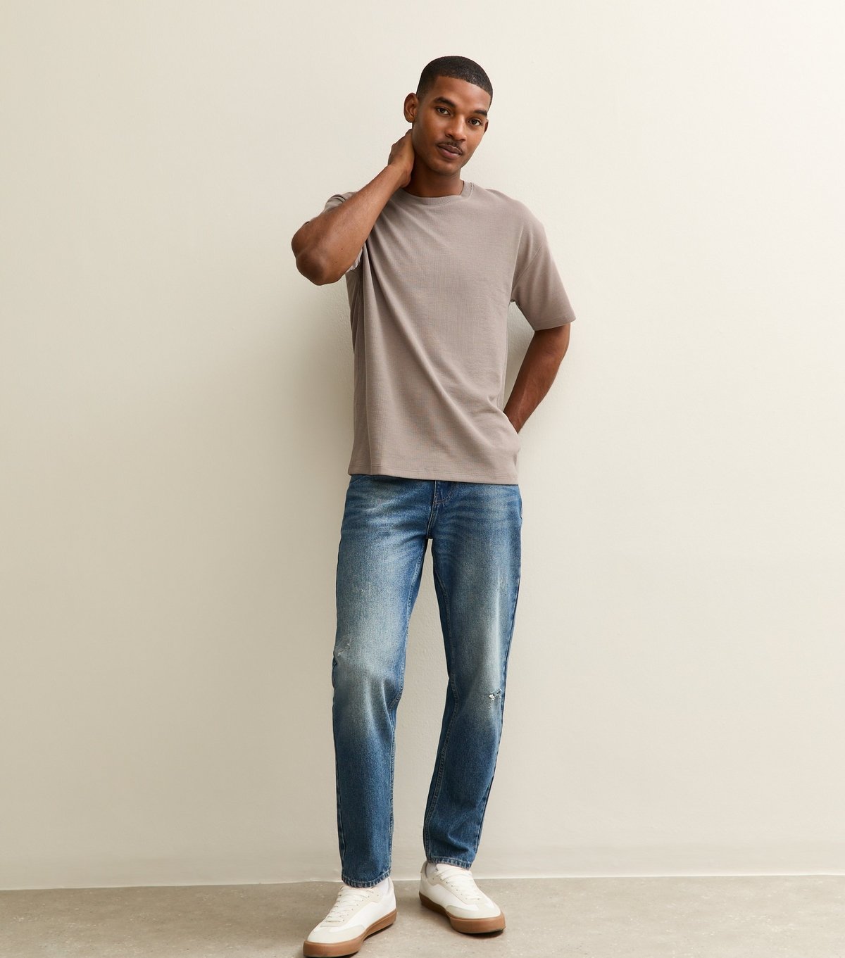 New Look Men's Mink Oversized Waffle Texture T-Shirt New Look - 3