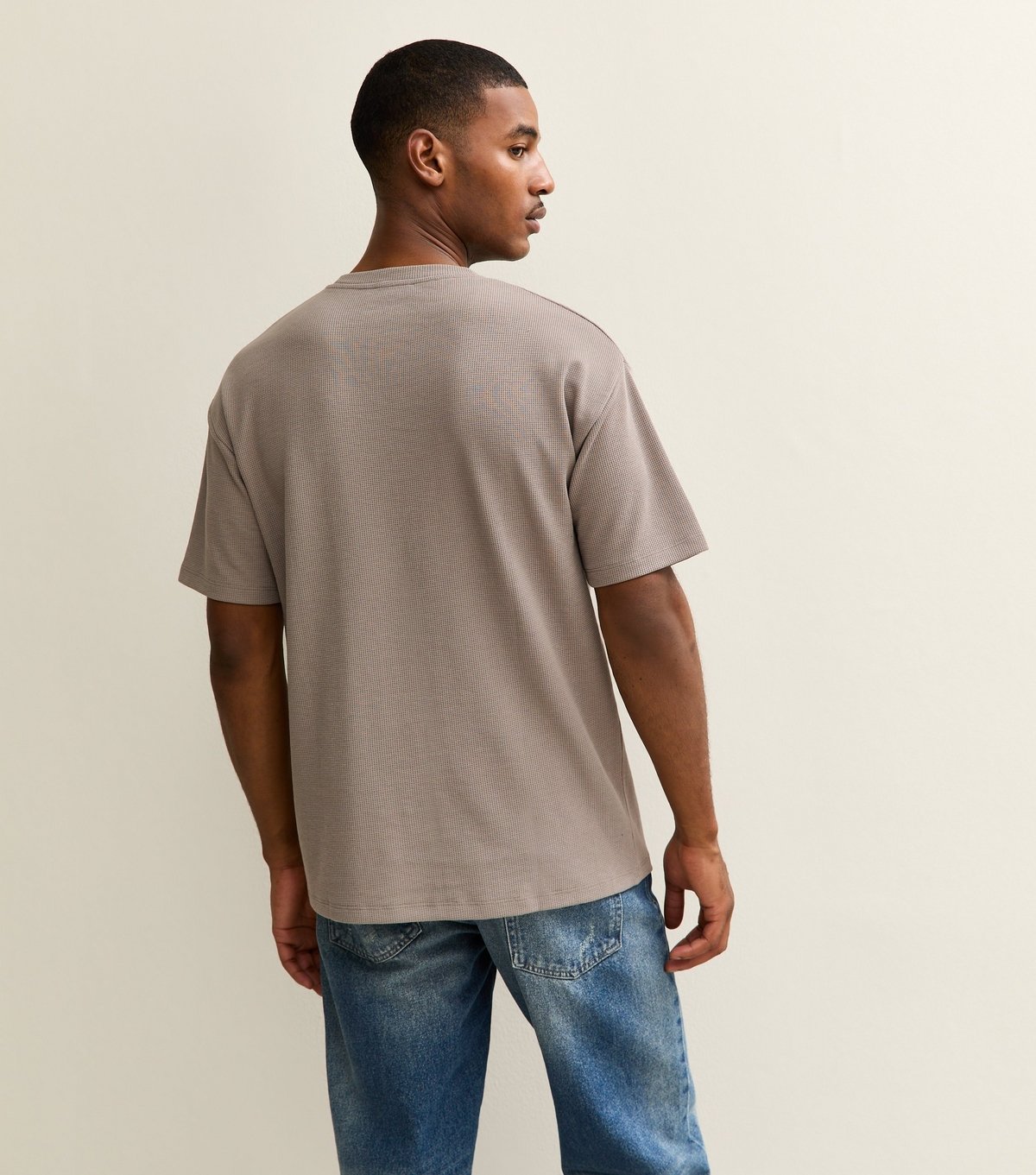New Look Men's Mink Oversized Waffle Texture T-Shirt New Look - 4