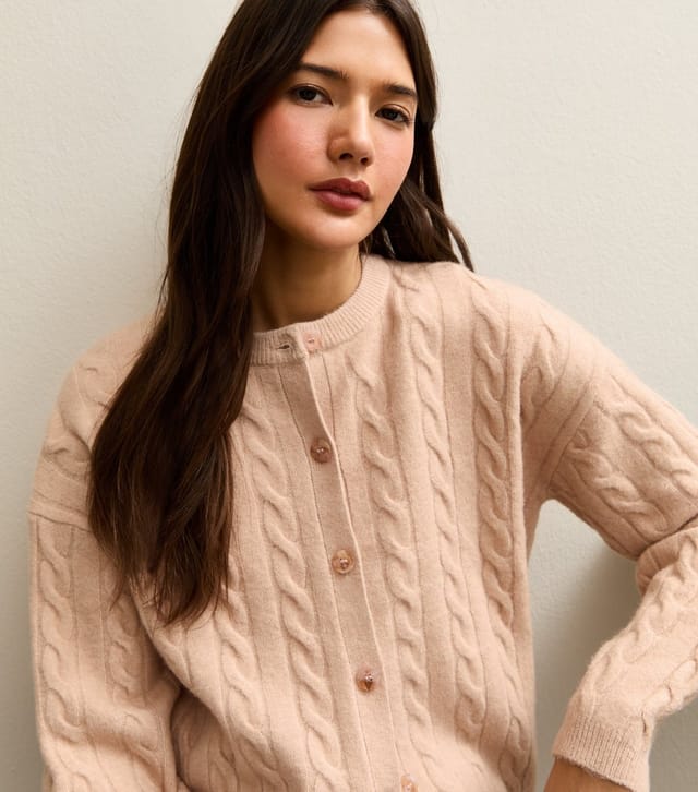 New Look Women's Light Pink Cable Knit Cardigan New Look - 2