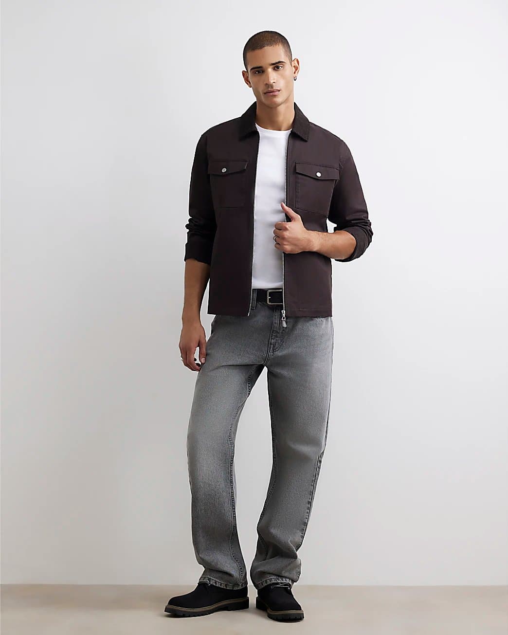 River Island Mens River Island Grey Loose Fit Jeans